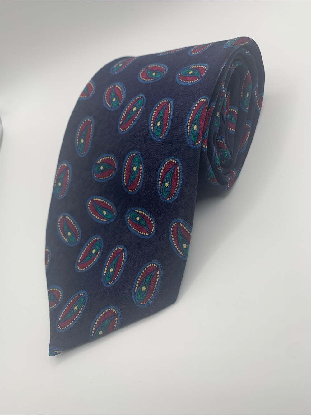Big & Tall EXTRA LONG Classic Navy Paisley Men's Silk Tie